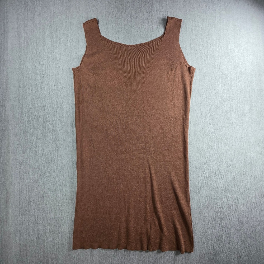 Leen Girl design b Ashley Knit Tank Top Women Large Brown Square Neck Sleeveless